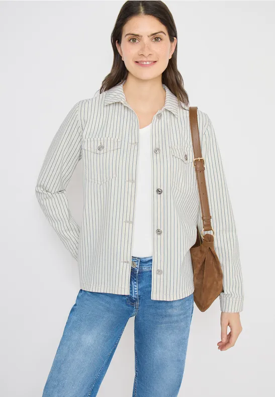 Gestreiftes Overshirt vanilla white