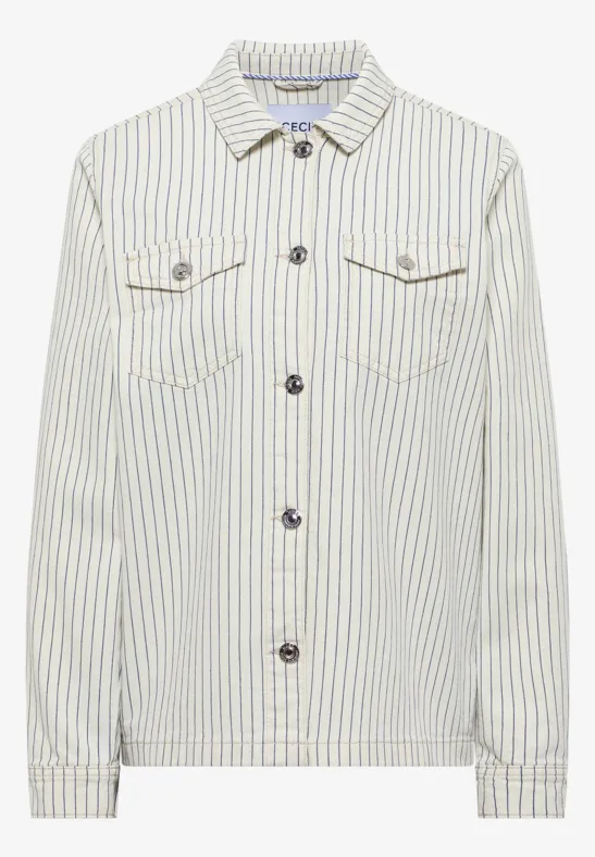 Gestreiftes Overshirt vanilla white