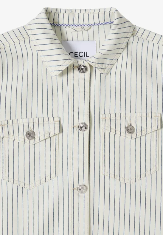 Gestreiftes Overshirt vanilla white