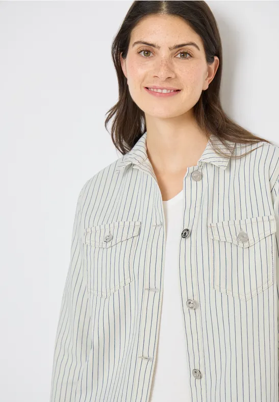 Gestreiftes Overshirt vanilla white