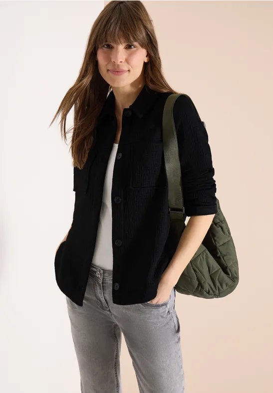 Overhemd met borstzakken en structuur Black