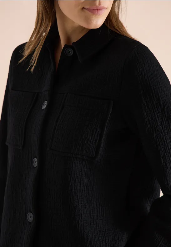 Overhemd met borstzakken en structuur Black