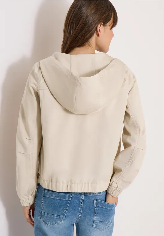 Jacke mit Kapuze und Elastikbund pearl beige
