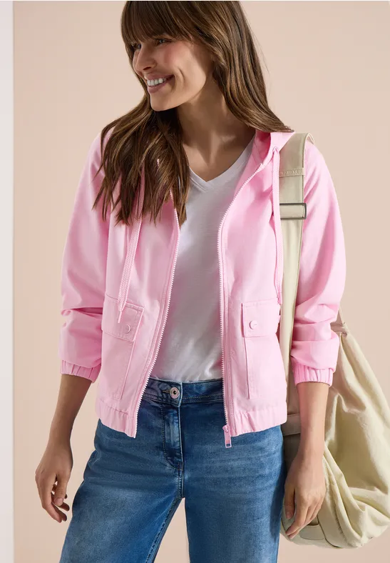 Jacke mit Kapuze und Elastikbund light blush rose