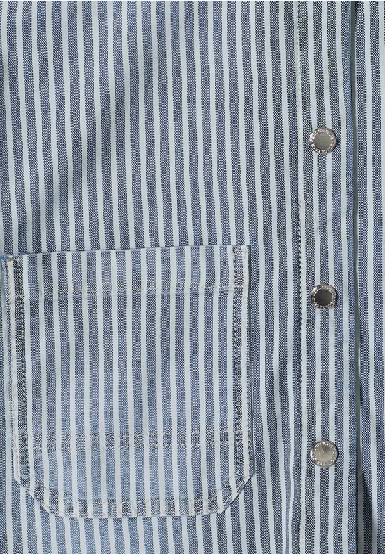 Overshirt mit Kapuze und Streifen mid blue wash