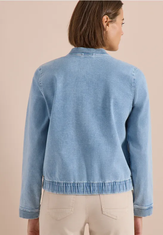 Blouson in Jeansqualität mit Zipper light blue used wash