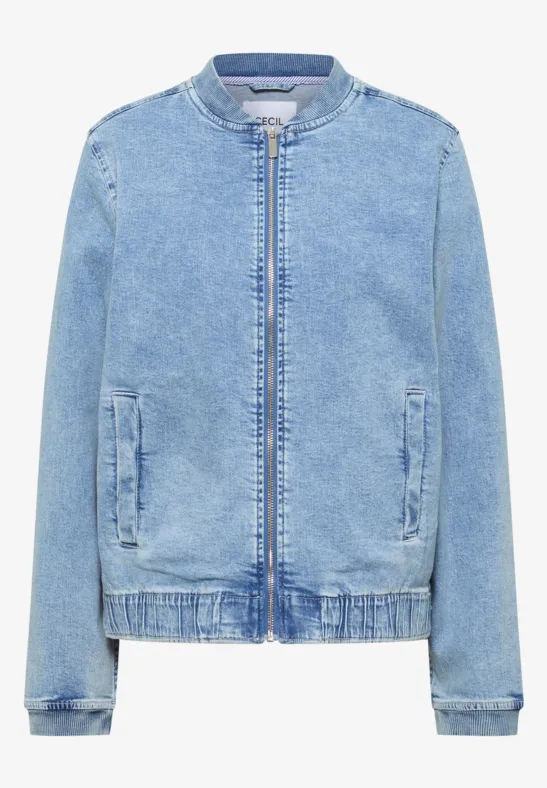 Blouson in Jeansqualität mit Zipper light blue used wash