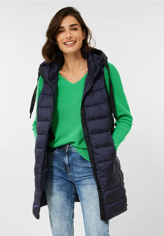Lange gewatteerde bodywarmer deep blue