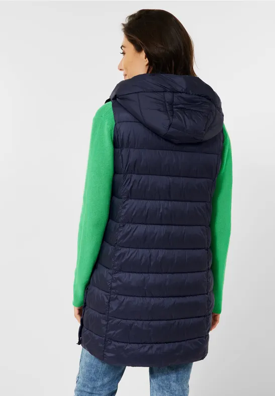 Lange gewatteerde bodywarmer deep blue