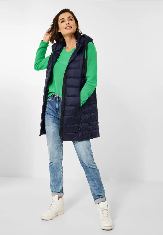 Lange gewatteerde bodywarmer deep blue