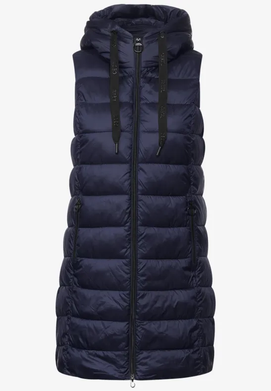 Lange gewatteerde bodywarmer deep blue