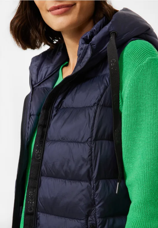 Lange gewatteerde bodywarmer deep blue