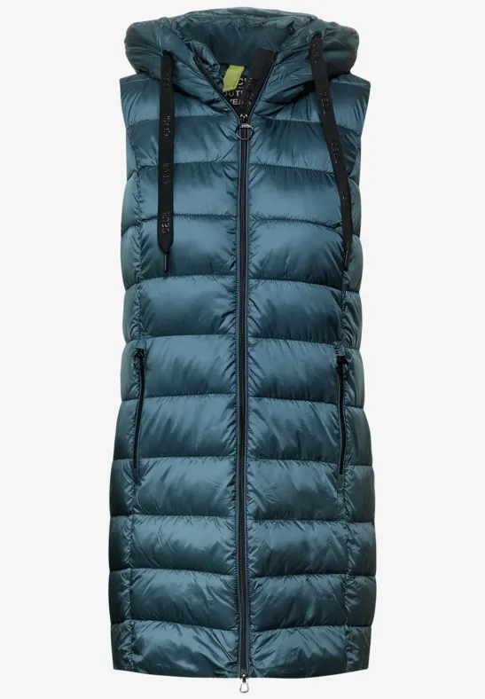 Lange gewatteerde bodywarmer petrol blue
