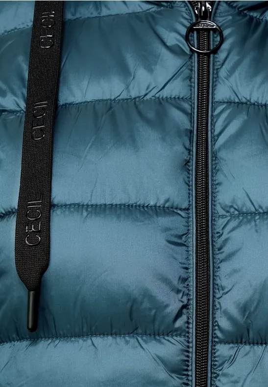 Lange gewatteerde bodywarmer petrol blue