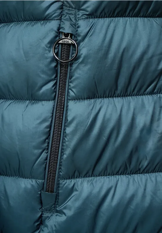 Lange gewatteerde bodywarmer petrol blue