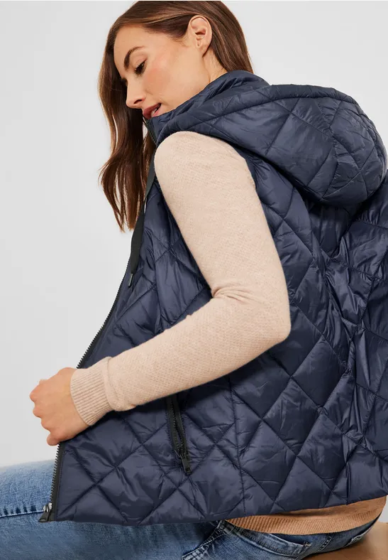 Gewatteerde bodywarmer met capuchon navy blue