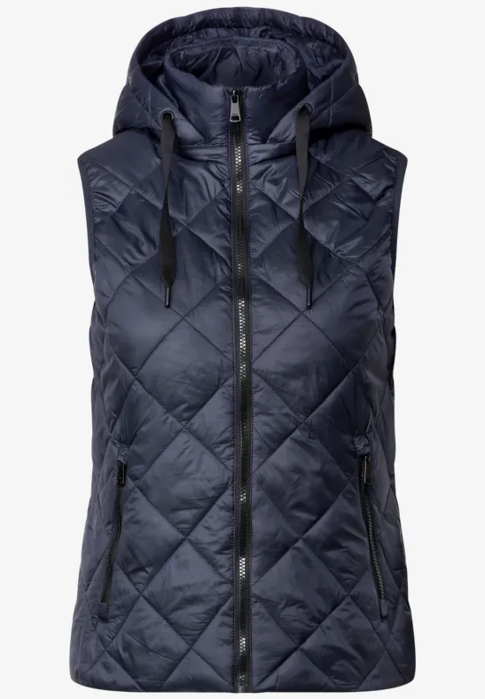 Gewatteerde bodywarmer met capuchon navy blue