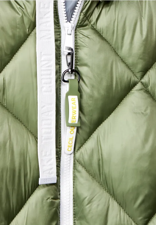 Gilet long à grande capuche leaf green