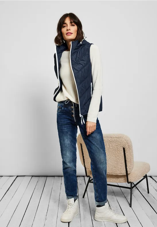 Gilet dans un mélange de matières navy blue