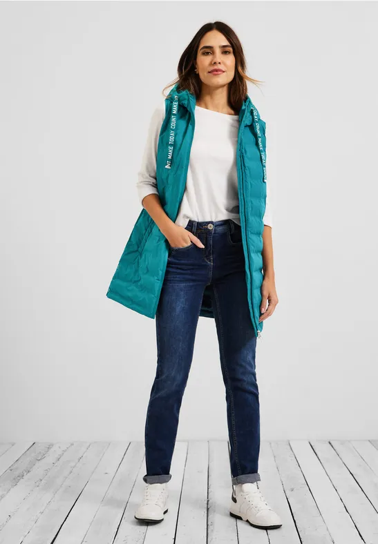Gilet long matelassé dark aqua blue