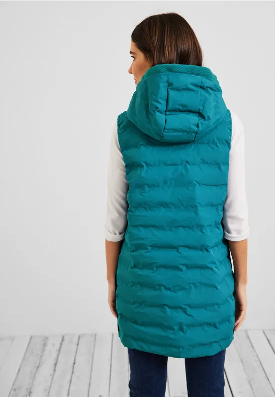Gilet long matelassé dark aqua blue