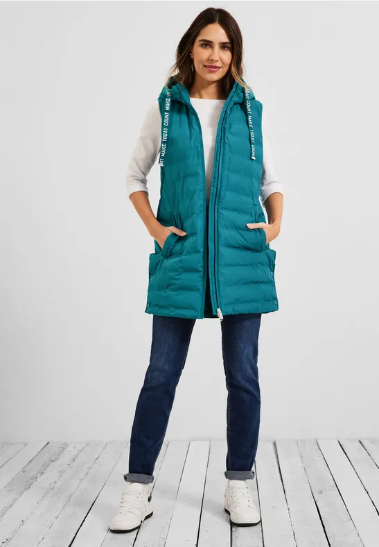 Gilet long matelassé dark aqua blue