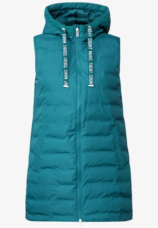Gilet long matelassé dark aqua blue