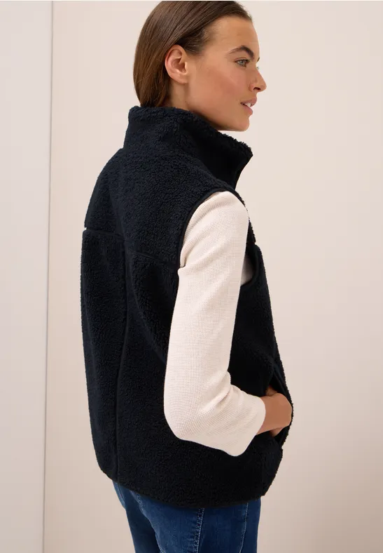 Kort teddy vest dark navy blue