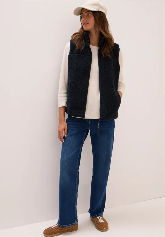 Kort teddy vest dark navy blue