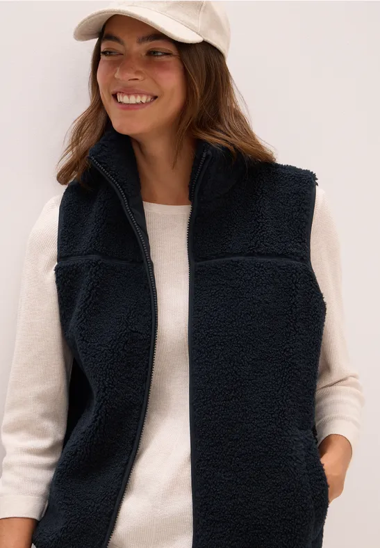 Kort teddy vest dark navy blue