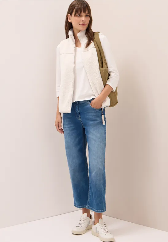 Gilet court en peluche teddy vanilla white