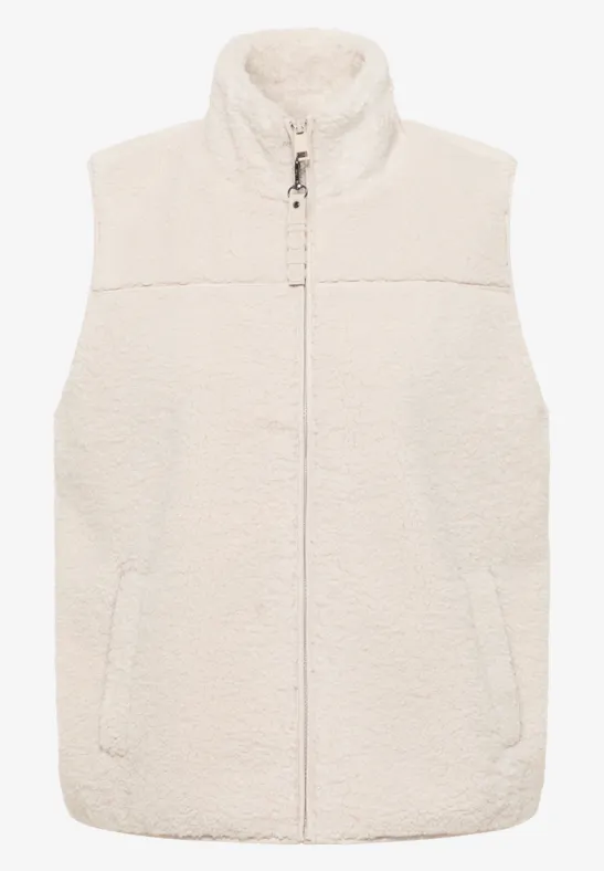 Gilet court en peluche teddy vanilla white