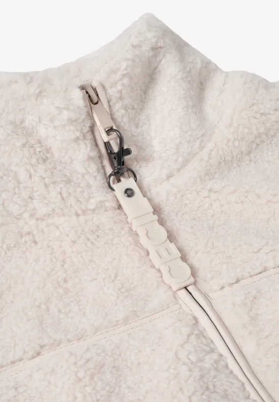 Gilet court en peluche teddy vanilla white