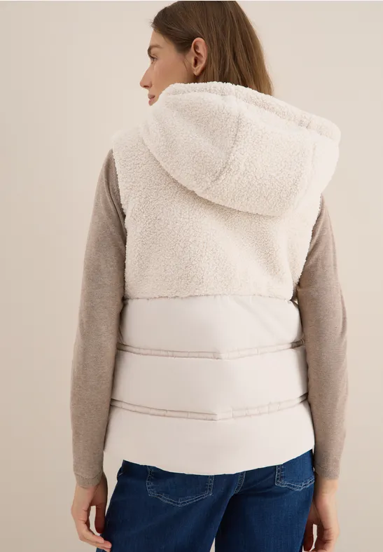 Weste mit Strukturmix teddy vanilla white