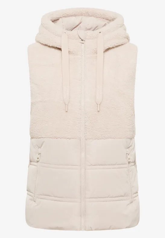 Weste mit Strukturmix teddy vanilla white