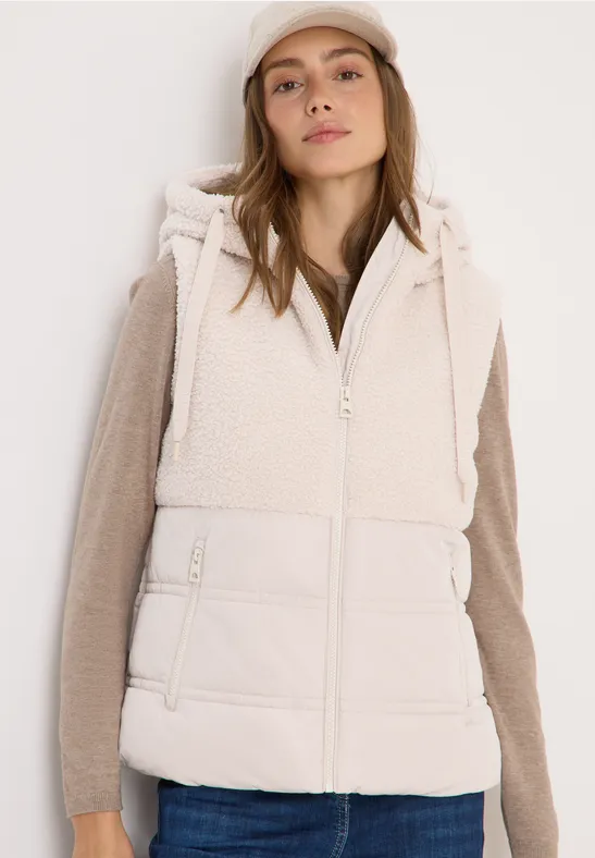 Weste mit Strukturmix teddy vanilla white