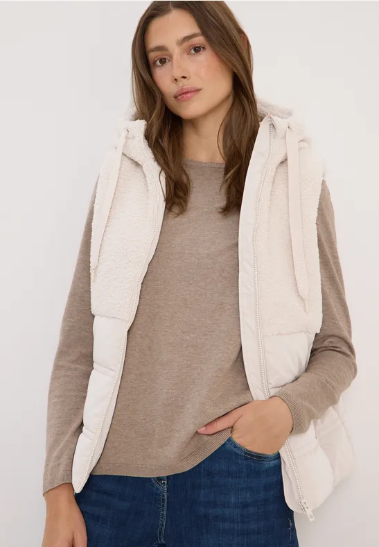 Weste mit Strukturmix teddy vanilla white