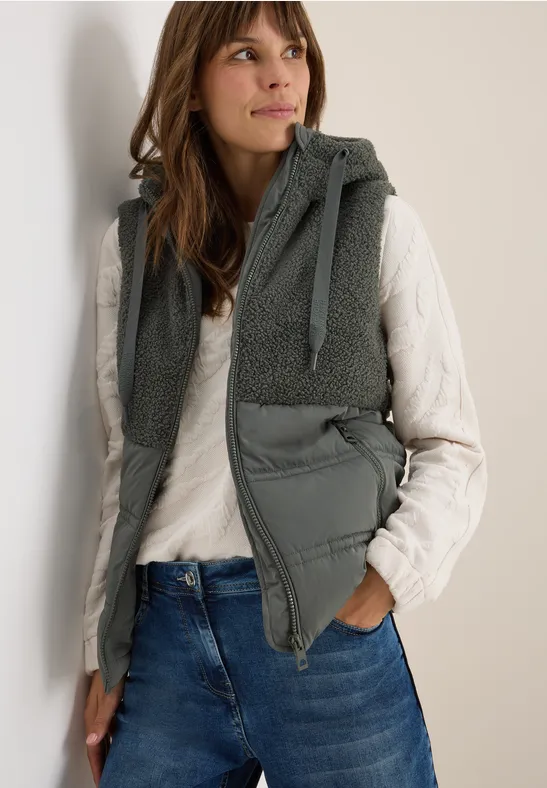 Vest met structuurmix pastel olive