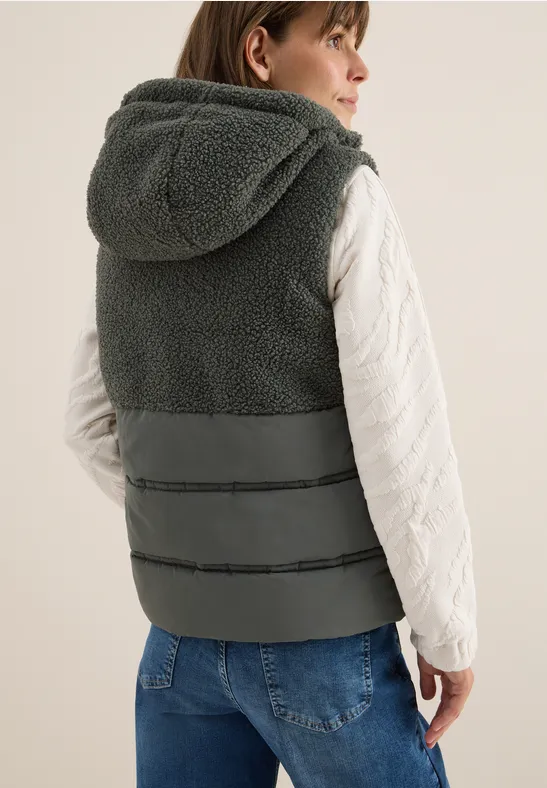 Vest met structuurmix pastel olive