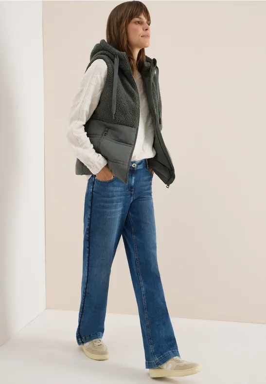 Vest met structuurmix pastel olive