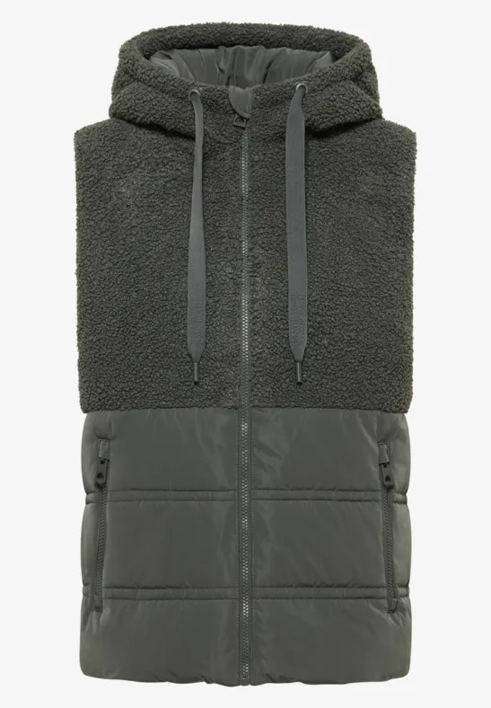 Vest met structuurmix pastel olive