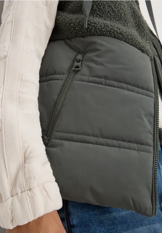 Vest met structuurmix pastel olive