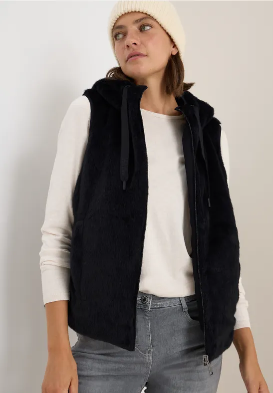 Wendbare Fake Fur Weste dark navy blue
