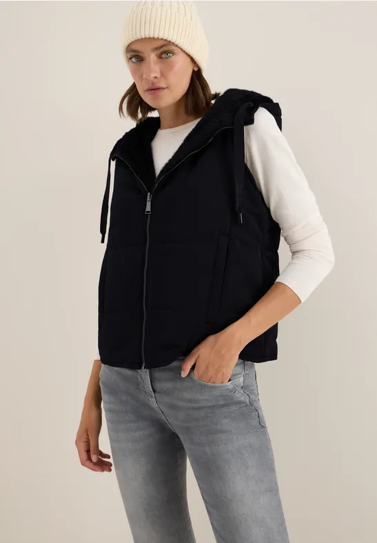 Wendbare Fake Fur Weste dark navy blue