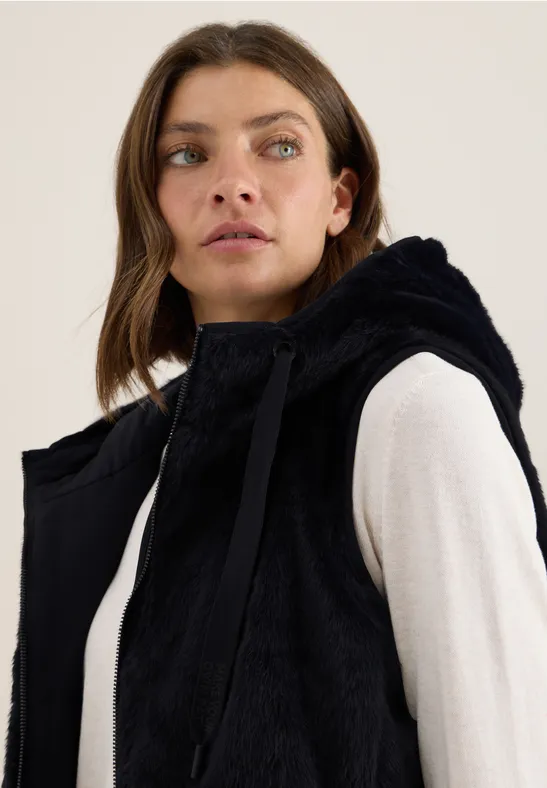 Wendbare Fake Fur Weste dark navy blue