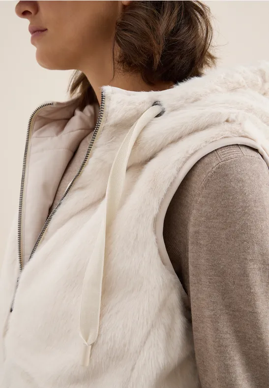 Wendbare Fake Fur Weste teddy vanilla white