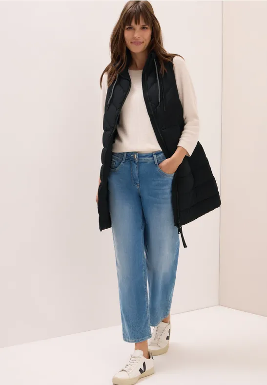 Lang gewatteerd vest Black