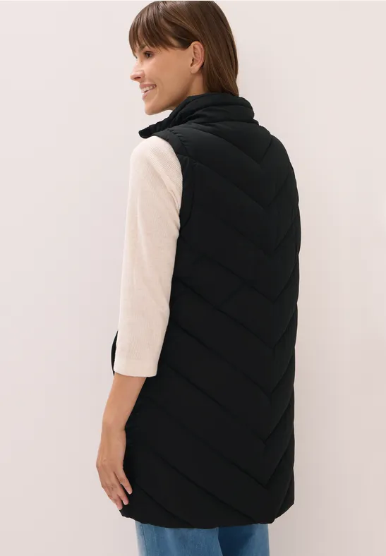 Lang gewatteerd vest Black