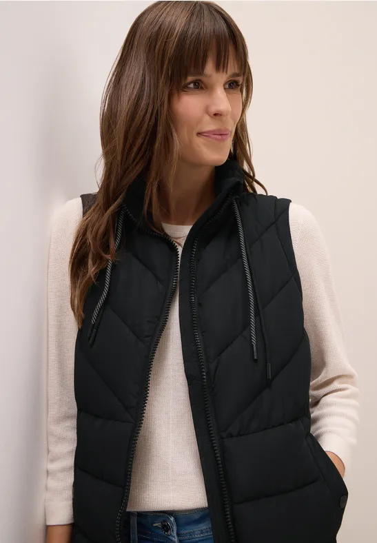 Lang gewatteerd vest Black
