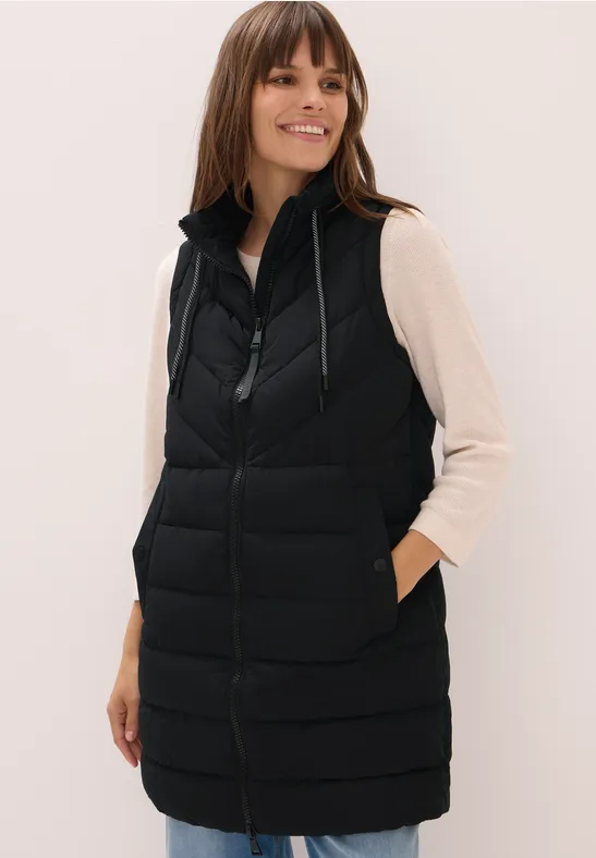 Lang gewatteerd vest Black